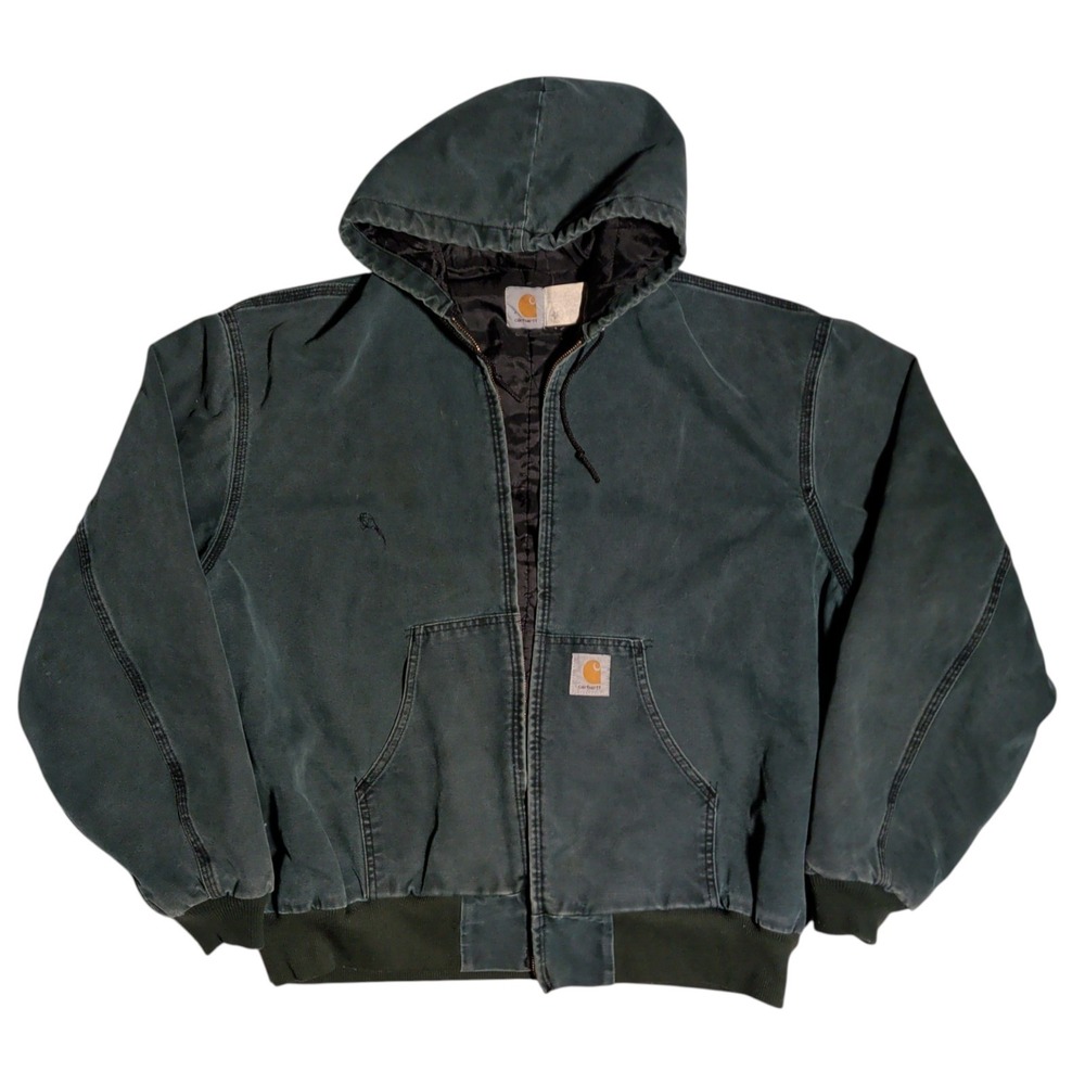 Vintage Carhartt Jacket Mens Size 2XL Green Duck Canvas Quilted Lined J0243